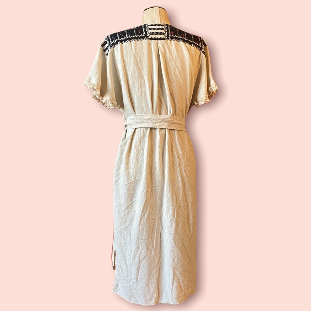Madewell Linen Boho Dress with Tie Tribal Print - Picture 2 of 14